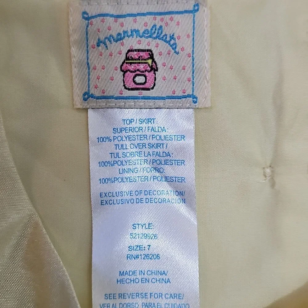Marmellata Yellow and White Sparkly Girls Dress Size 7
